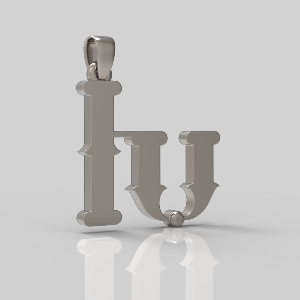 Decorative Letter Xh 3D print model_12