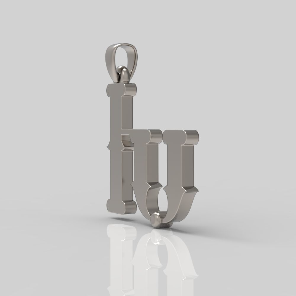 Decorative Letter Xh 3D print model_4