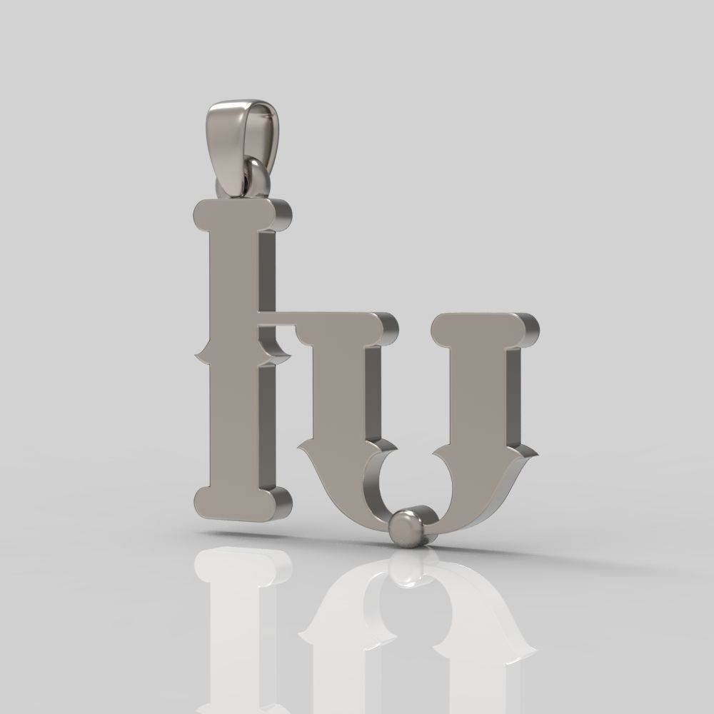 Decorative Letter Xh 3D print model_13