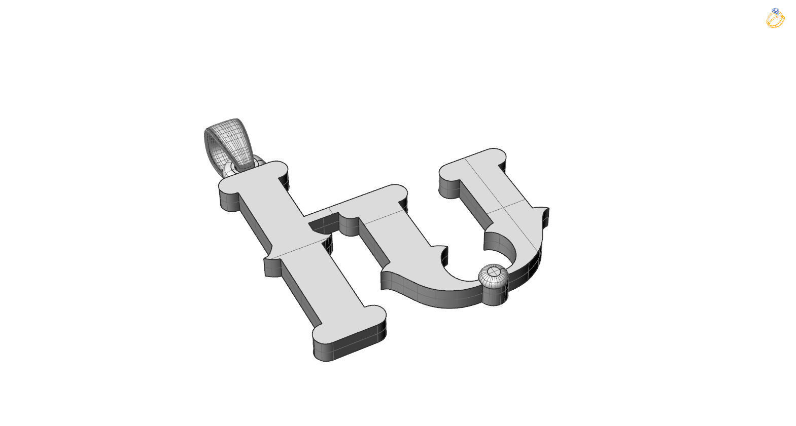 Decorative Letter Xh 3D print model_2