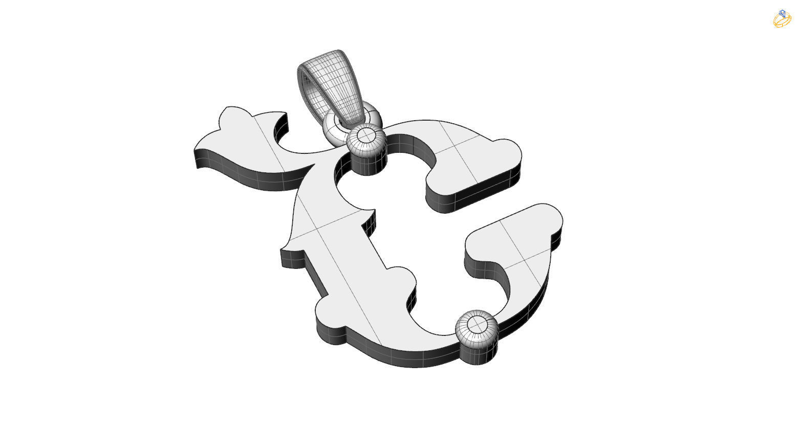 Decorative Letter Sh 3D print model_2