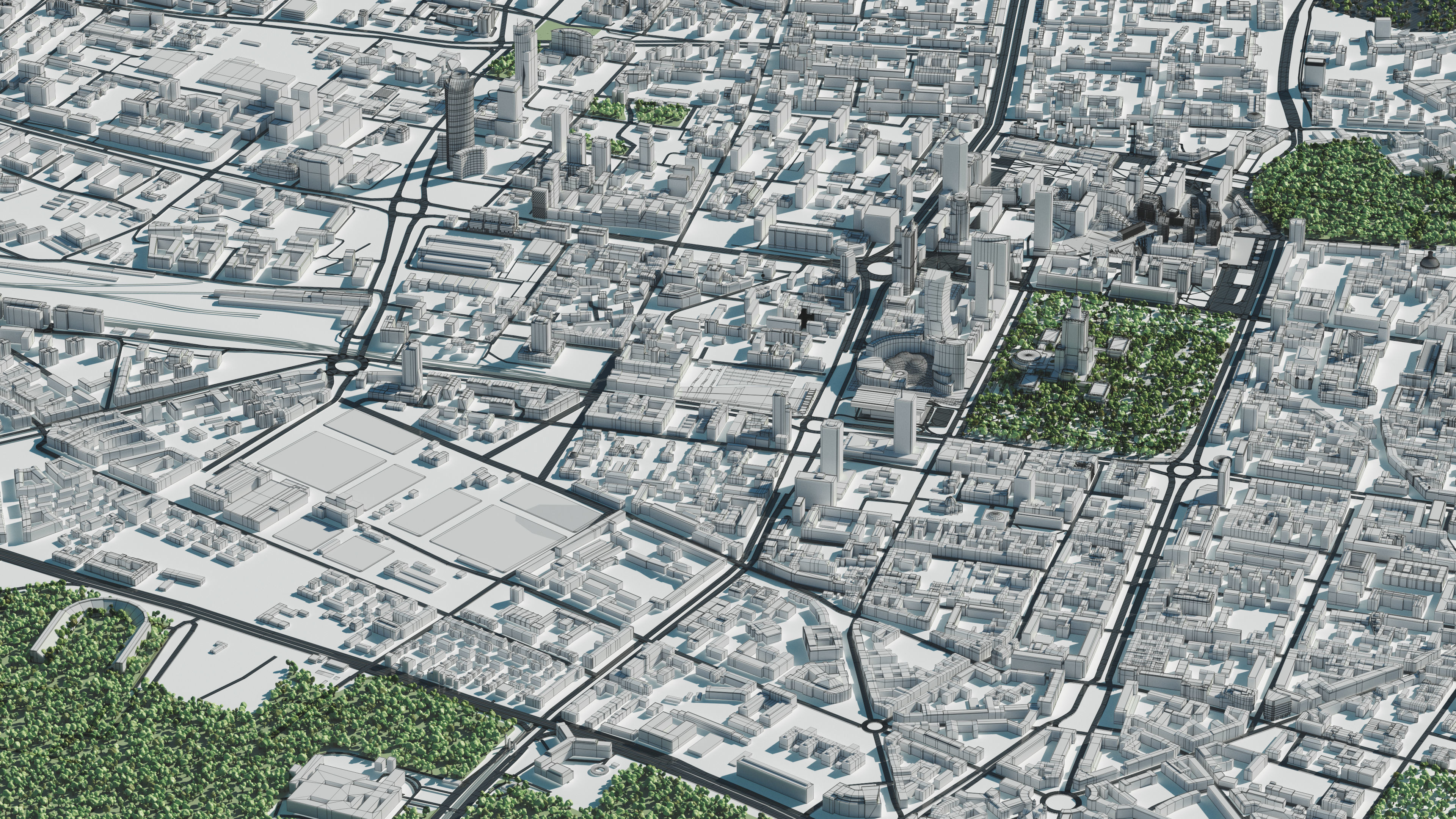 City model - Warsaw Capitol of Poland - Low poly buildings 3D model_21