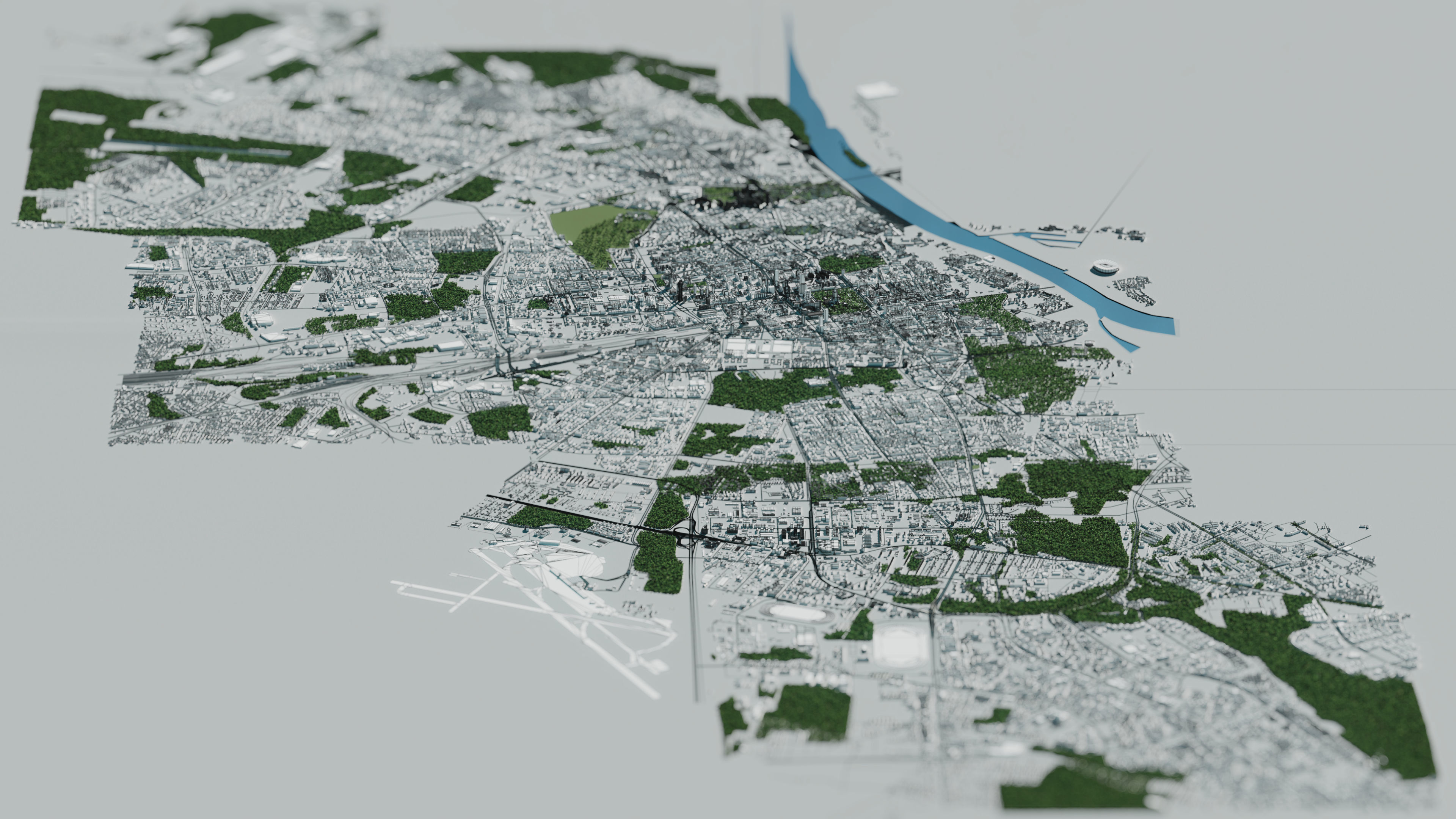 City model - Warsaw Capitol of Poland - Low poly buildings 3D model_9