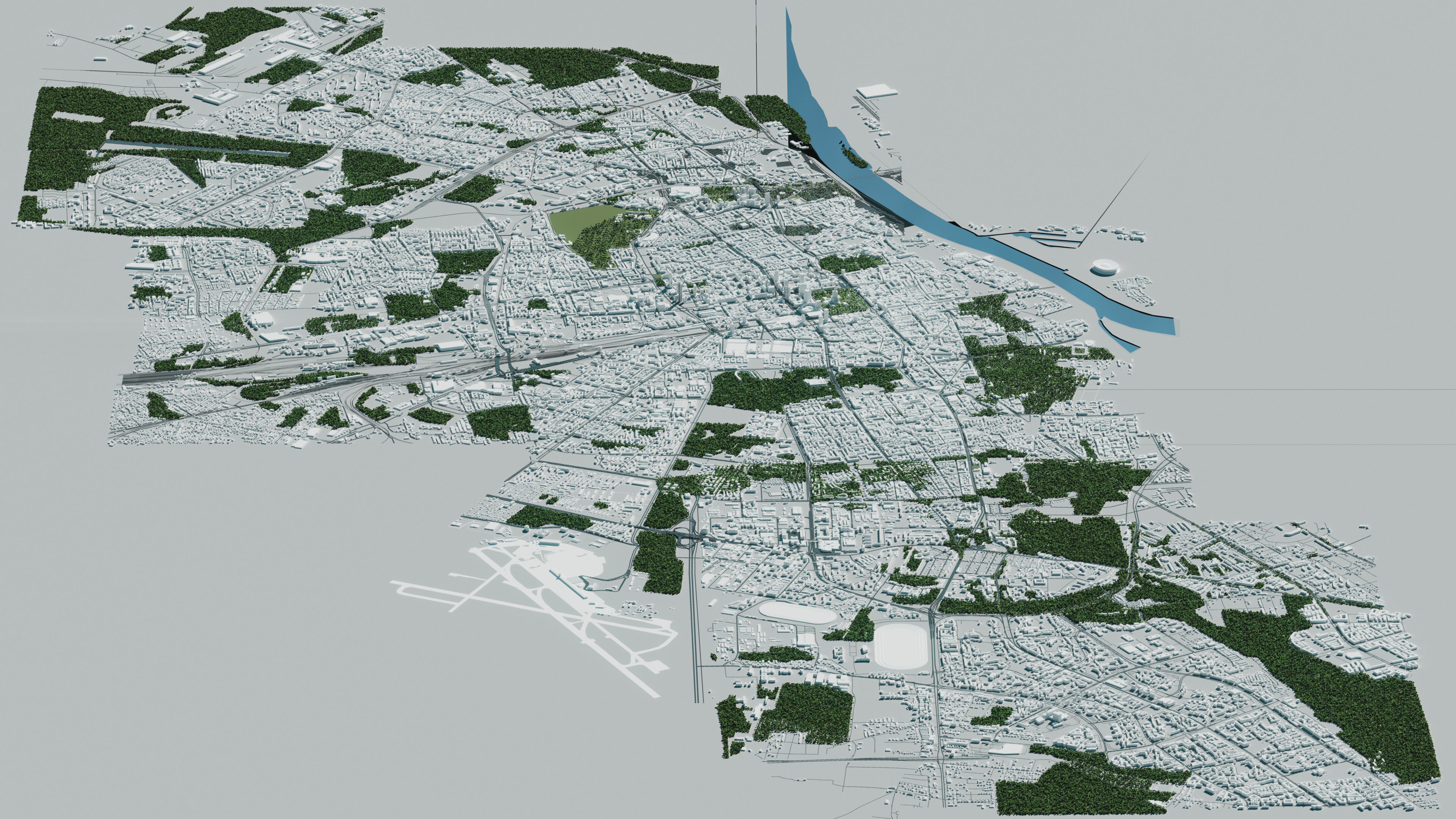 City model - Warsaw Capitol of Poland - Low poly buildings 3D model_18