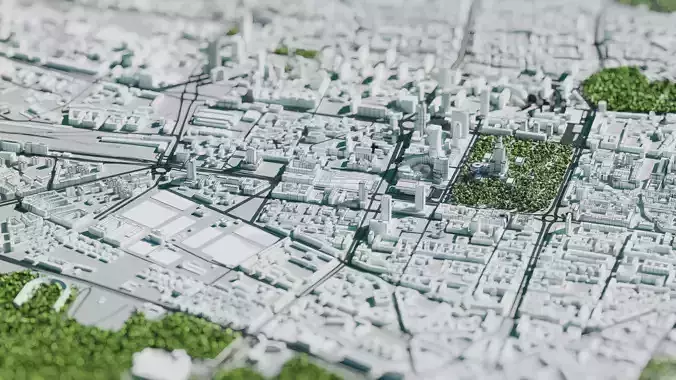 City model - Warsaw Capitol of Poland - Low poly buildings 3D model
