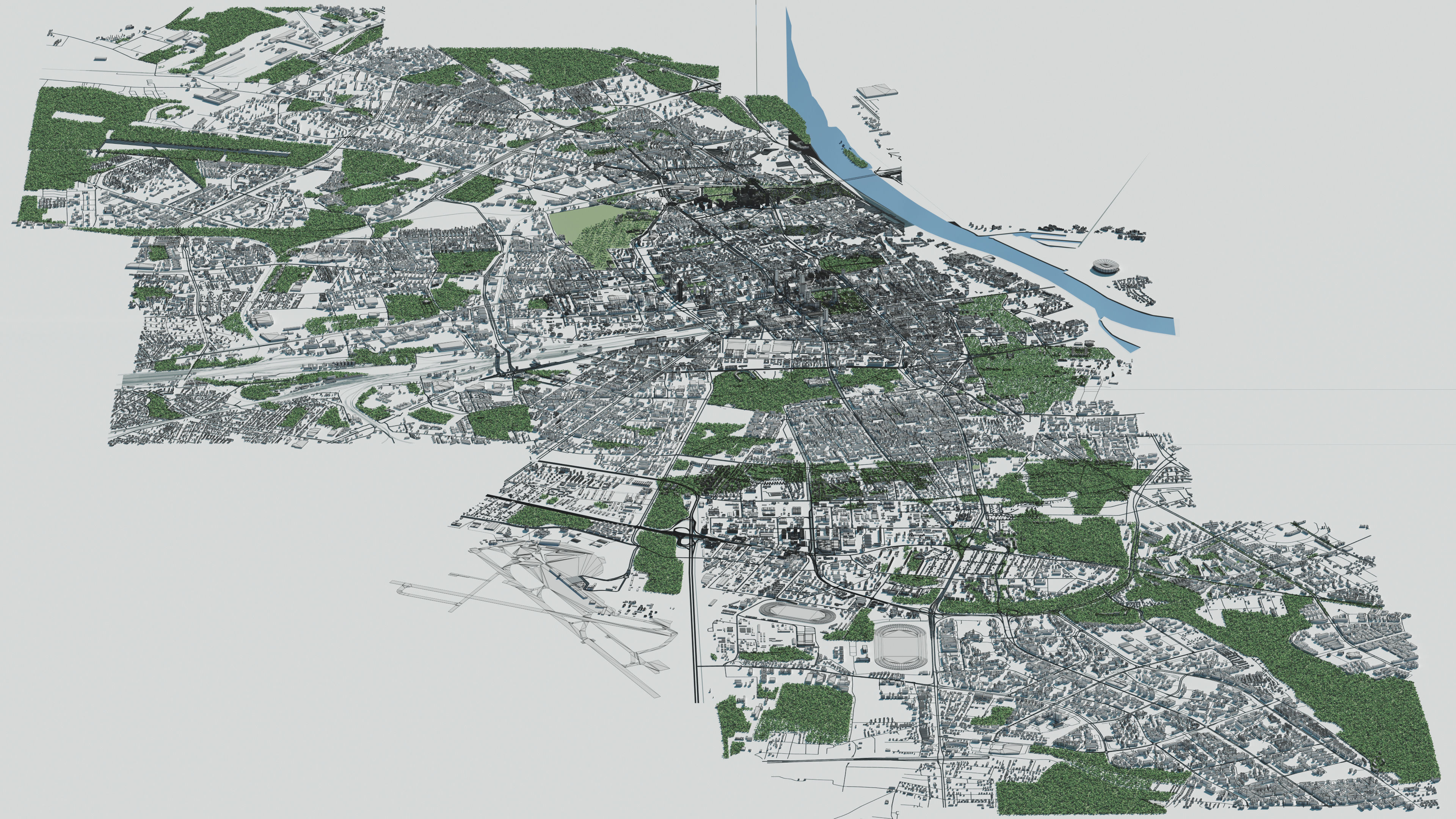 City model - Warsaw Capitol of Poland - Low poly buildings 3D model_20