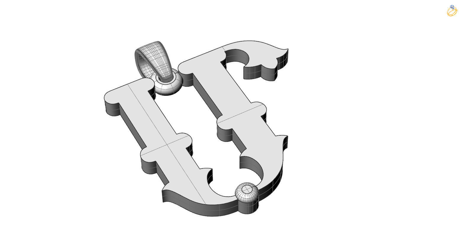 Decorative Letter M 3D print model_2