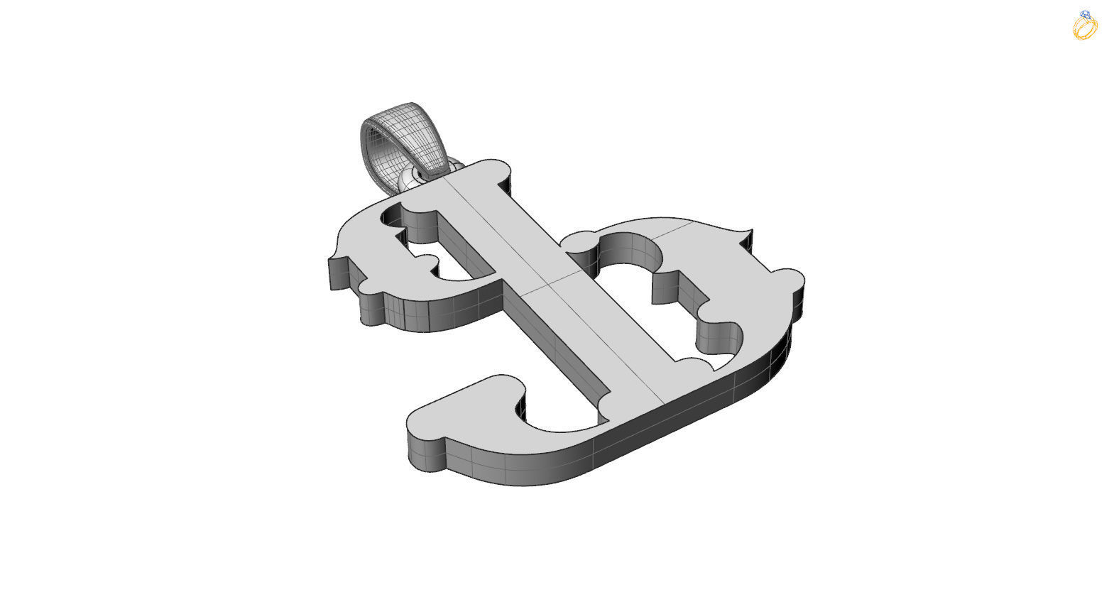 Decorative Letter F 3D print model_2