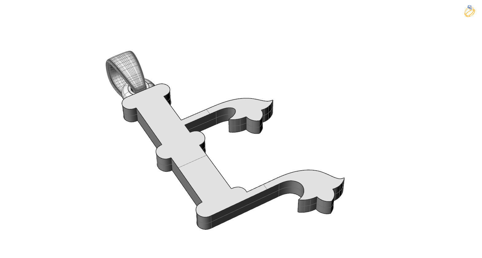 Decorative Letter Eh 3D print model_2