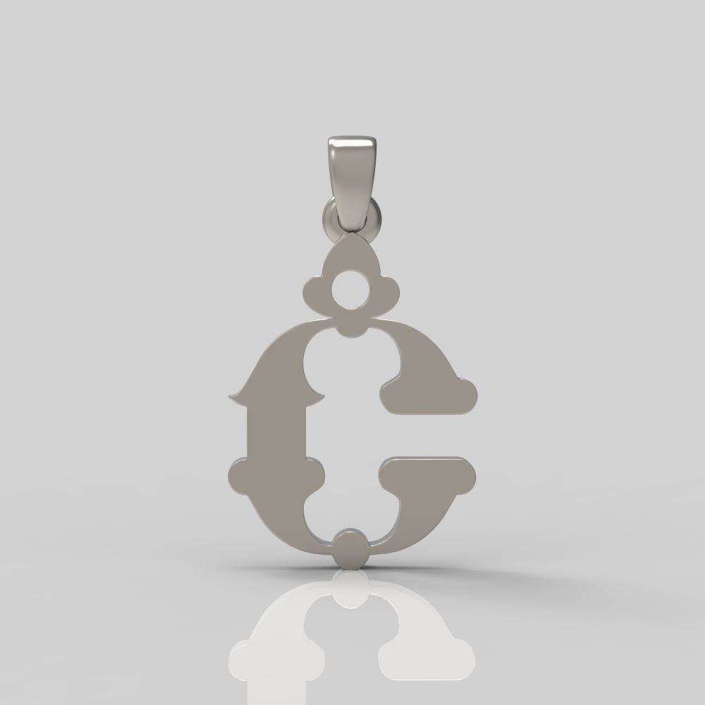 Decorative Letter C 3D print model_5