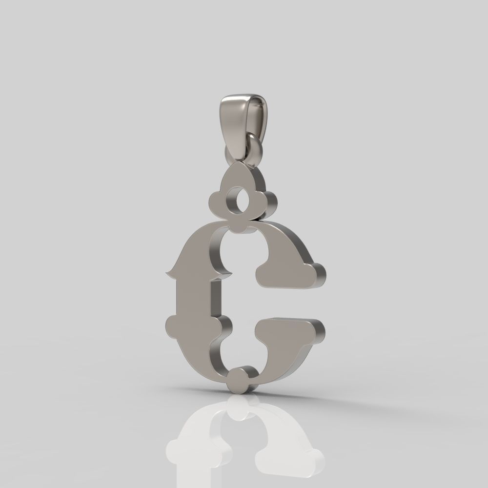 Decorative Letter C 3D print model_6