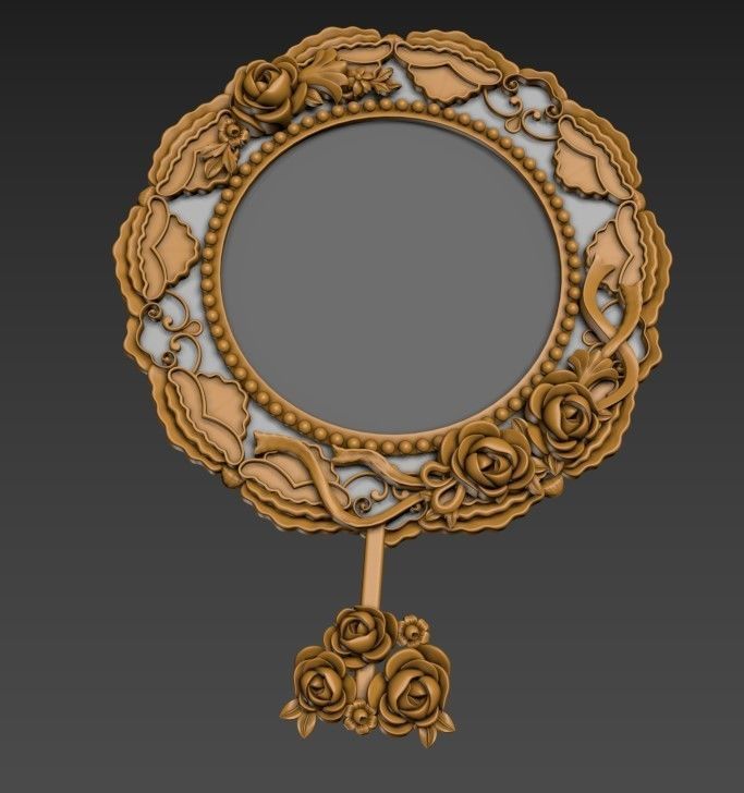 Classic decorative mirror Low-poly 3D model_5