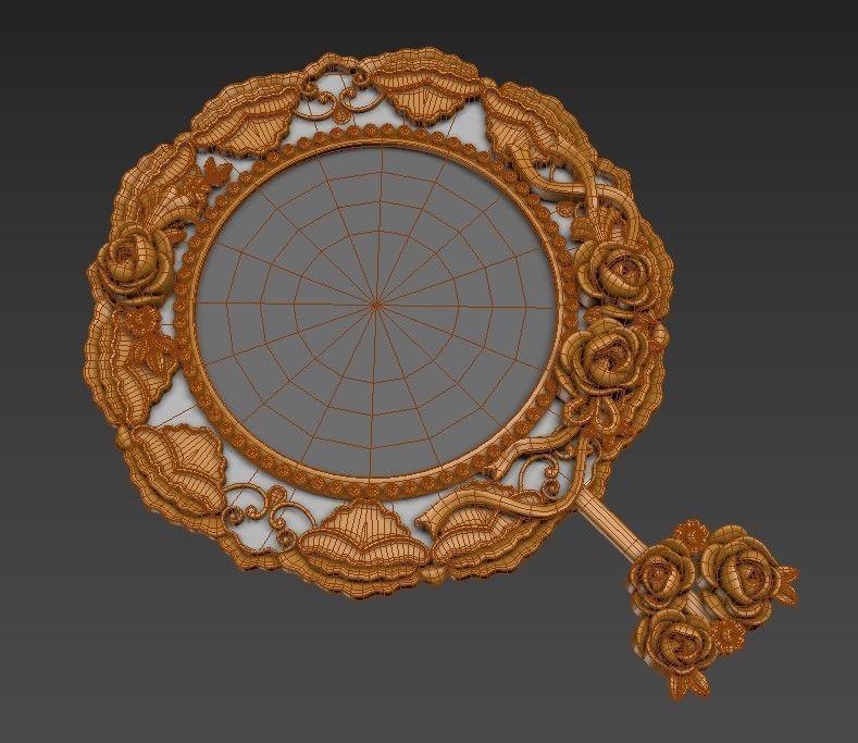 Classic decorative mirror Low-poly 3D model_4