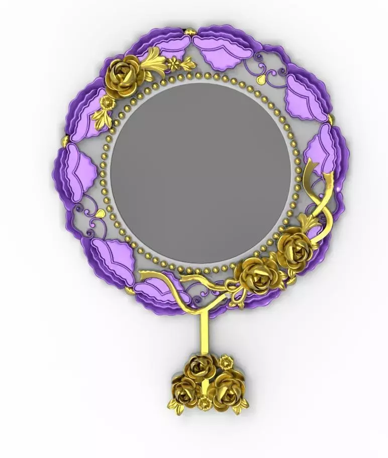 Classic decorative mirror Low-poly 3D model_0
