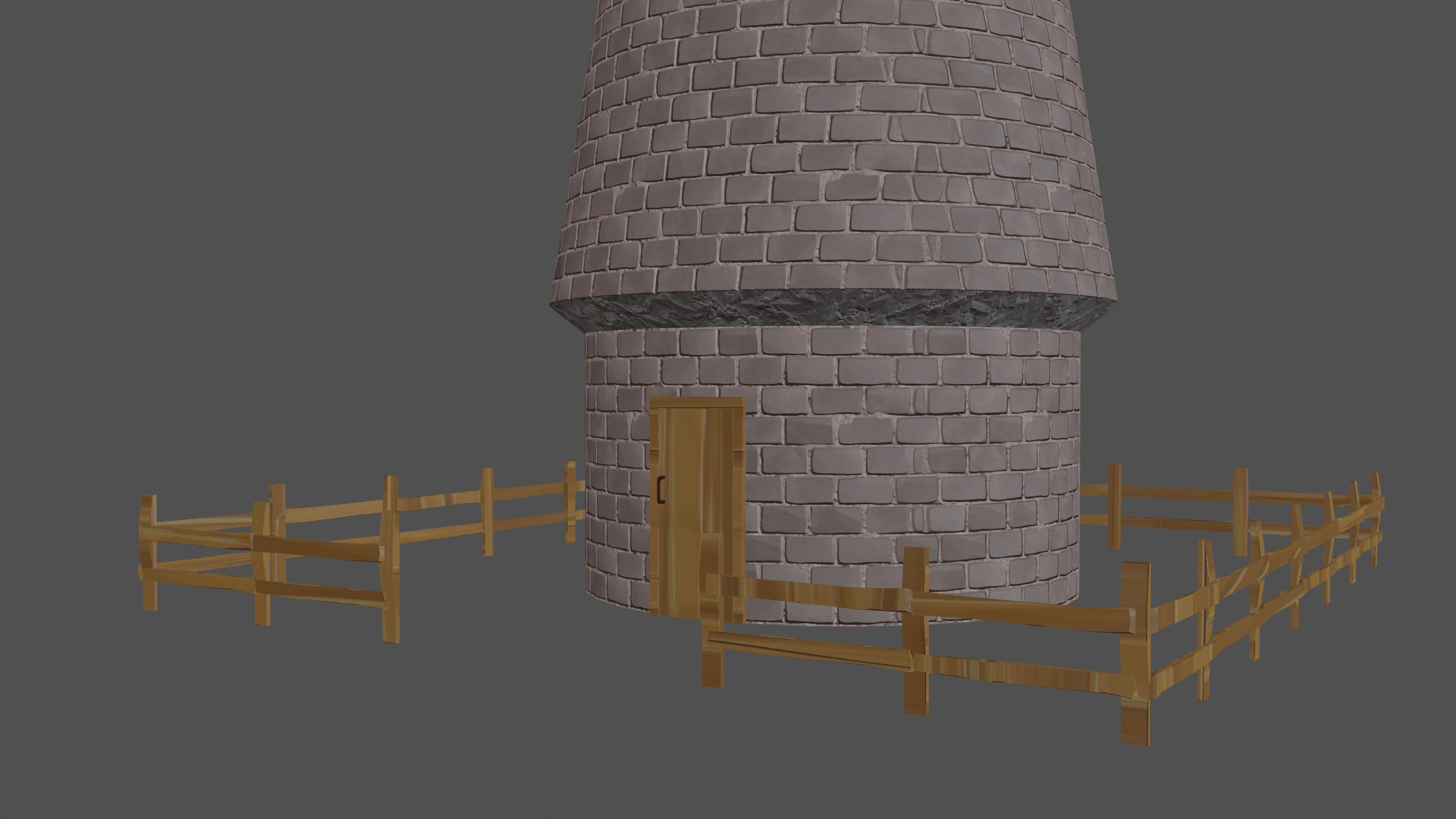 stylized flour mill Low-poly 3D model_4