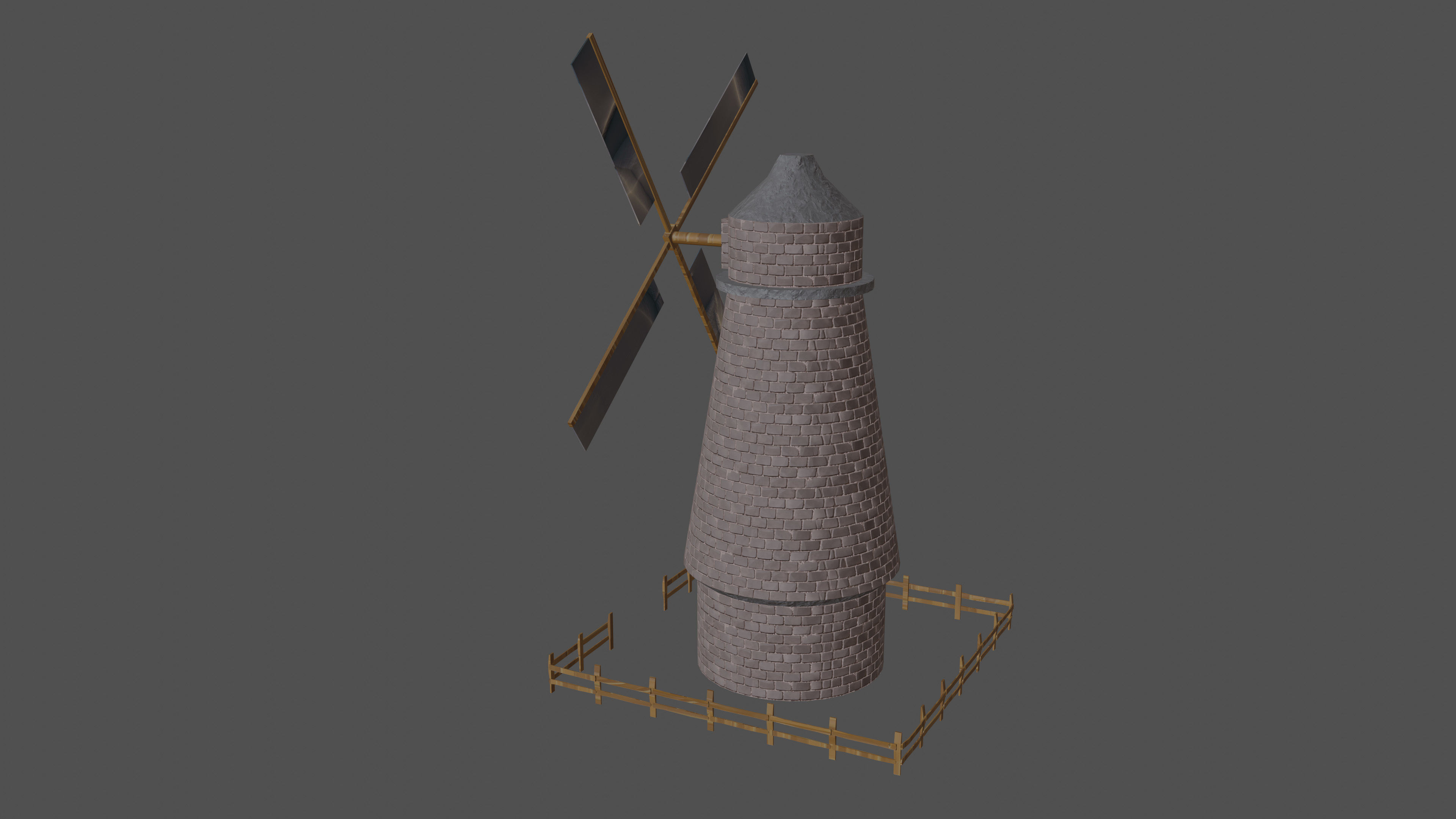 stylized flour mill Low-poly 3D model_3