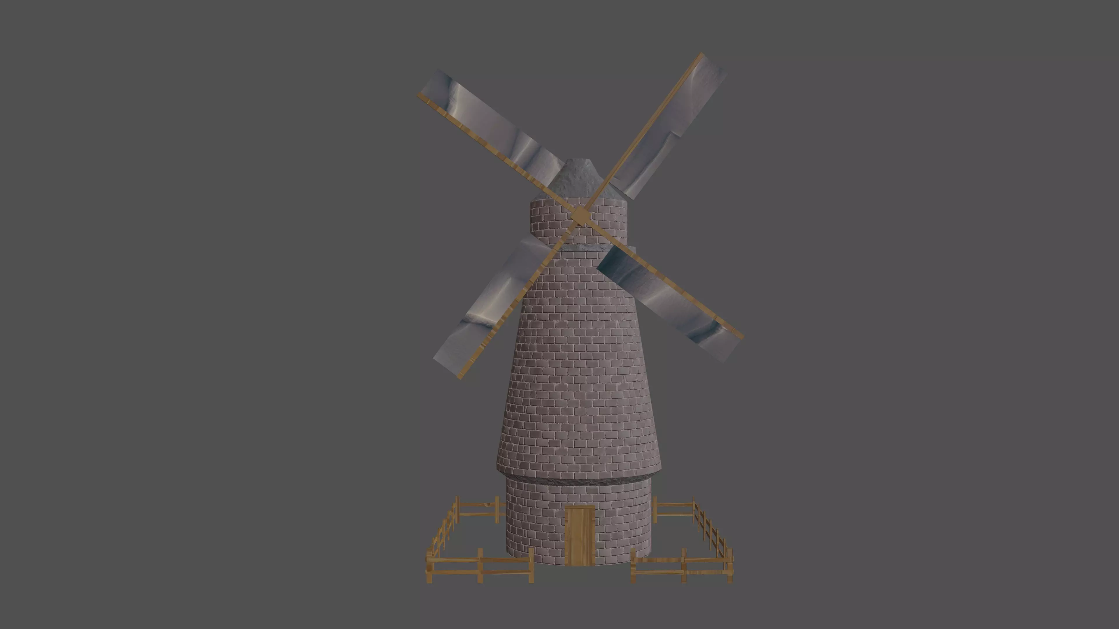 stylized flour mill Low-poly 3D model_0