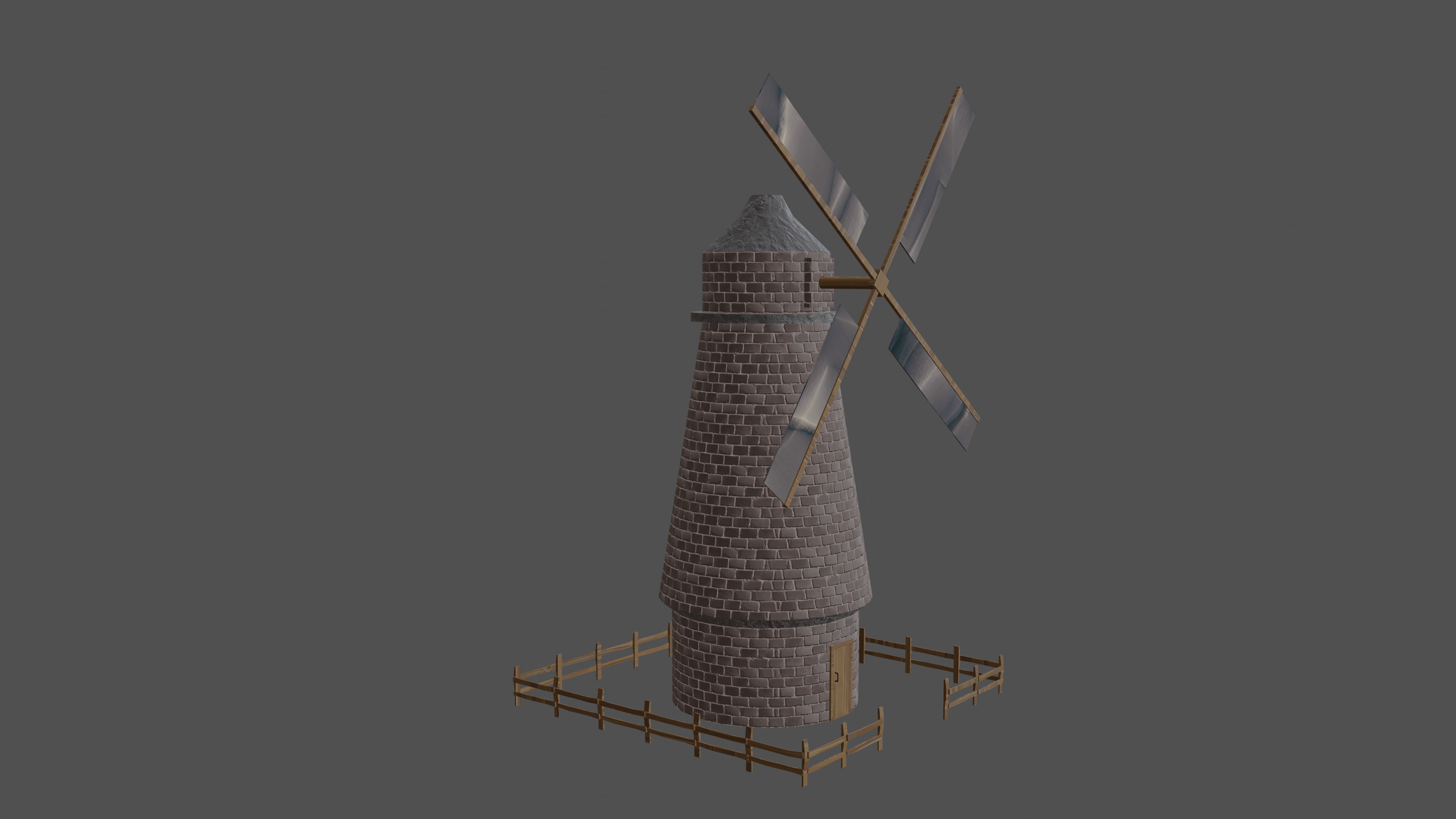 stylized flour mill Low-poly 3D model_1