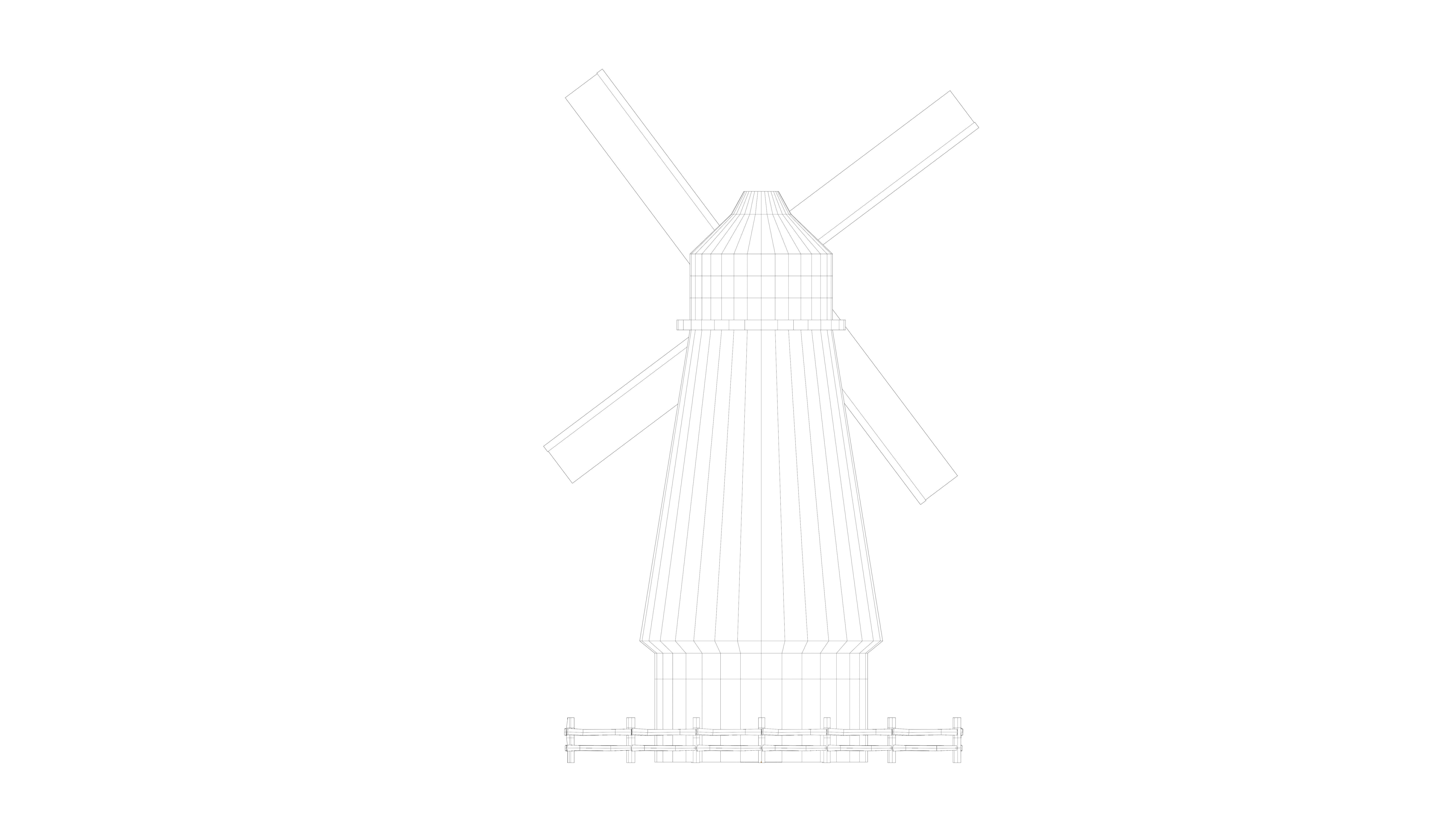 stylized flour mill Low-poly 3D model_8