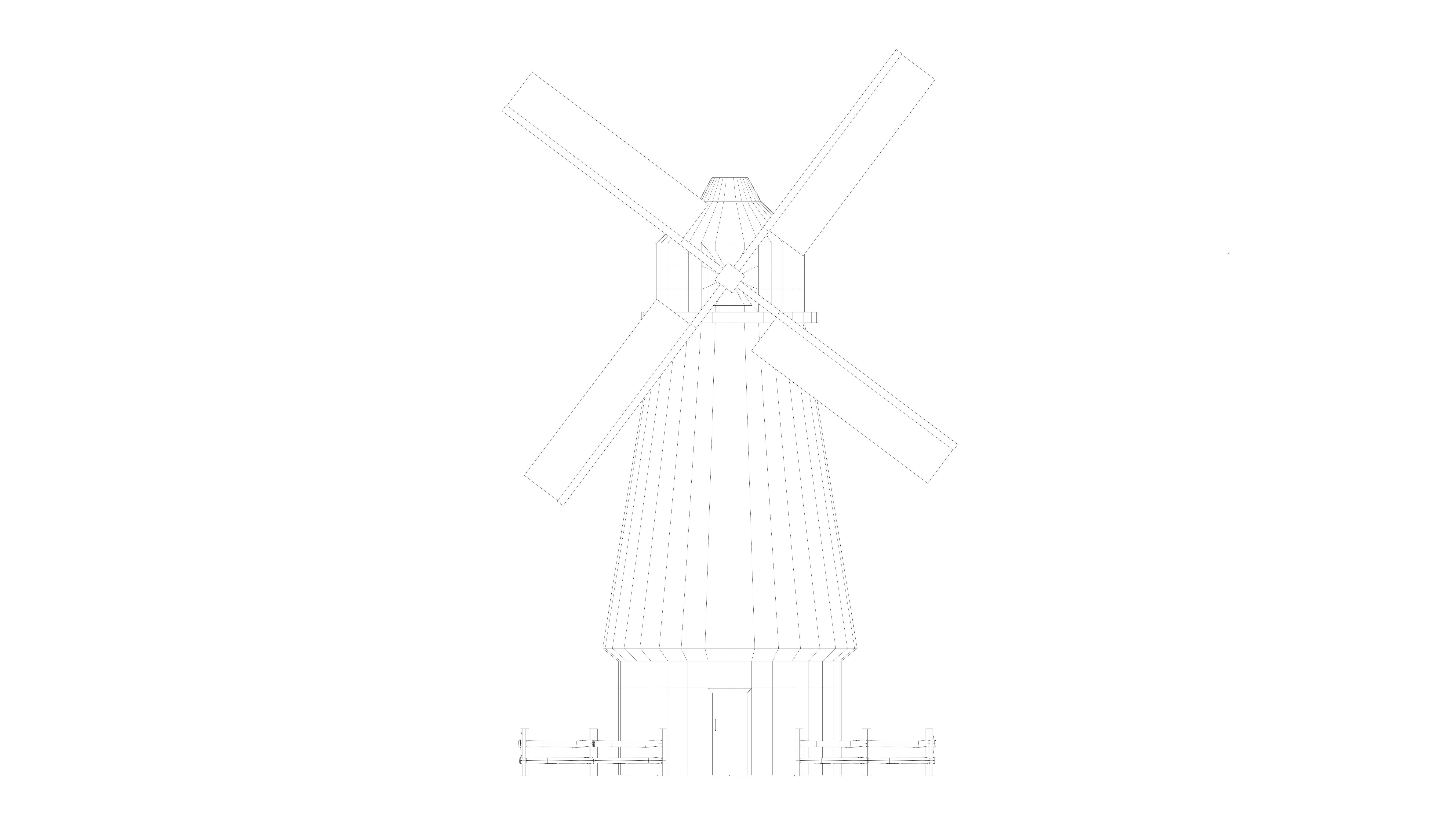 stylized flour mill Low-poly 3D model_6