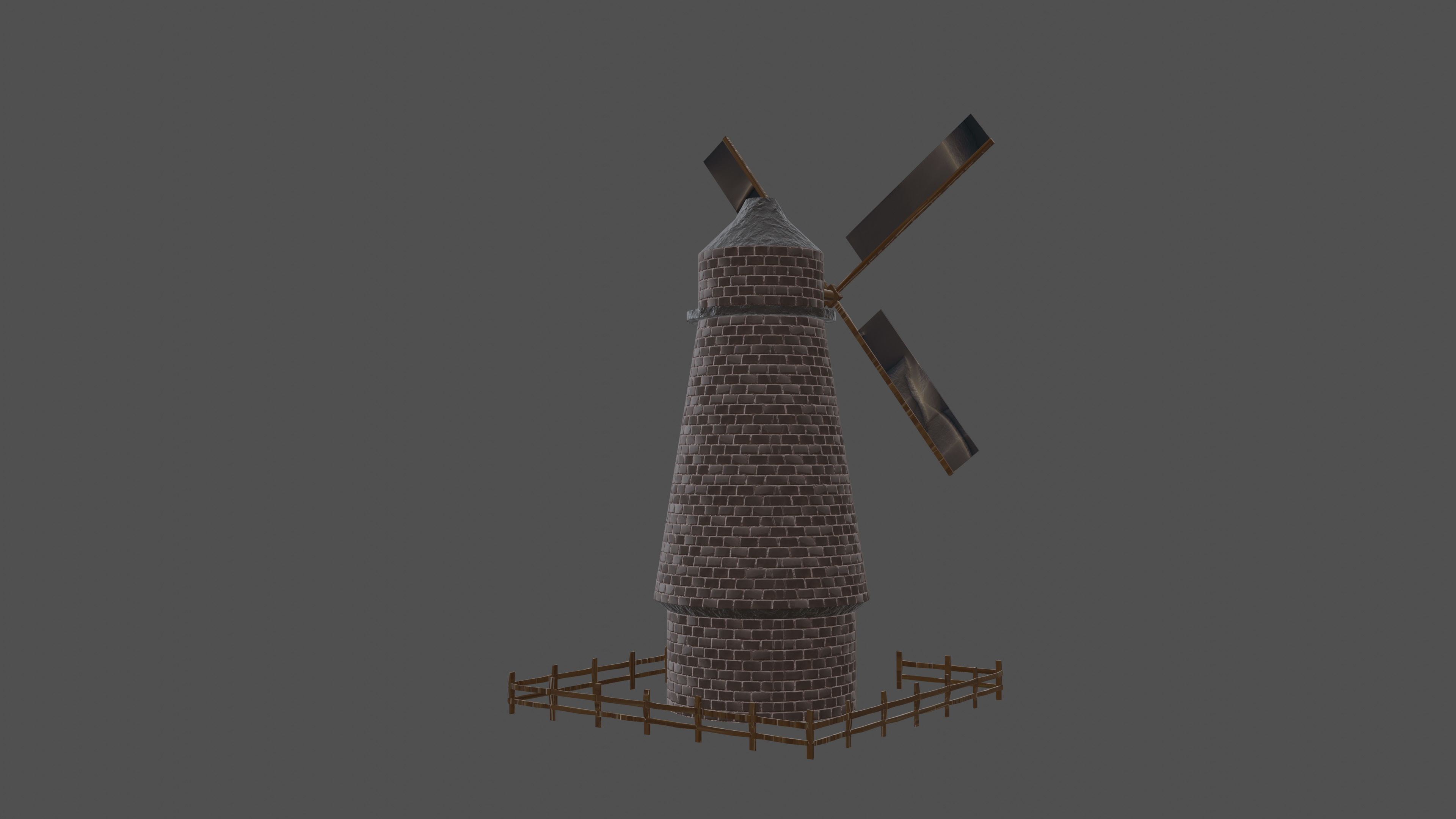 stylized flour mill Low-poly 3D model_2