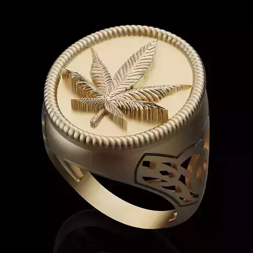 Marijuana  ring  silver gold printable jewelry 3D model