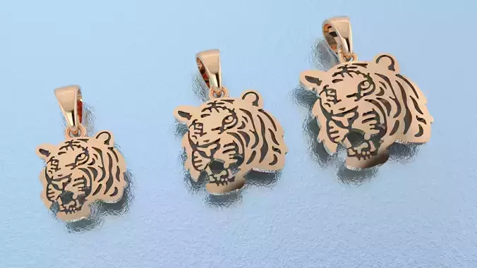 3dm and stl tiger pendant printable jewelry model