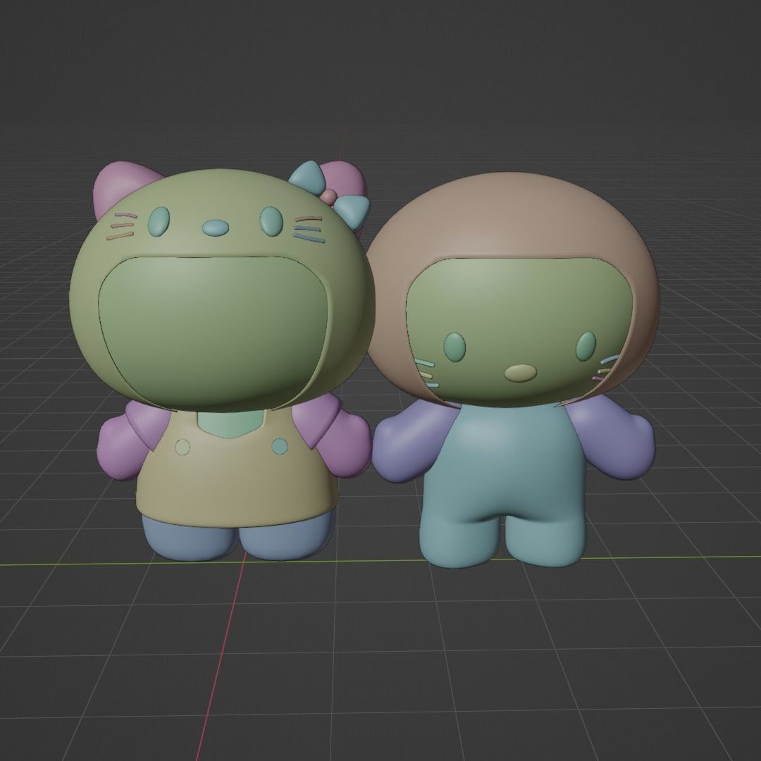 Hello Kitty and Spiderman 3D model_1