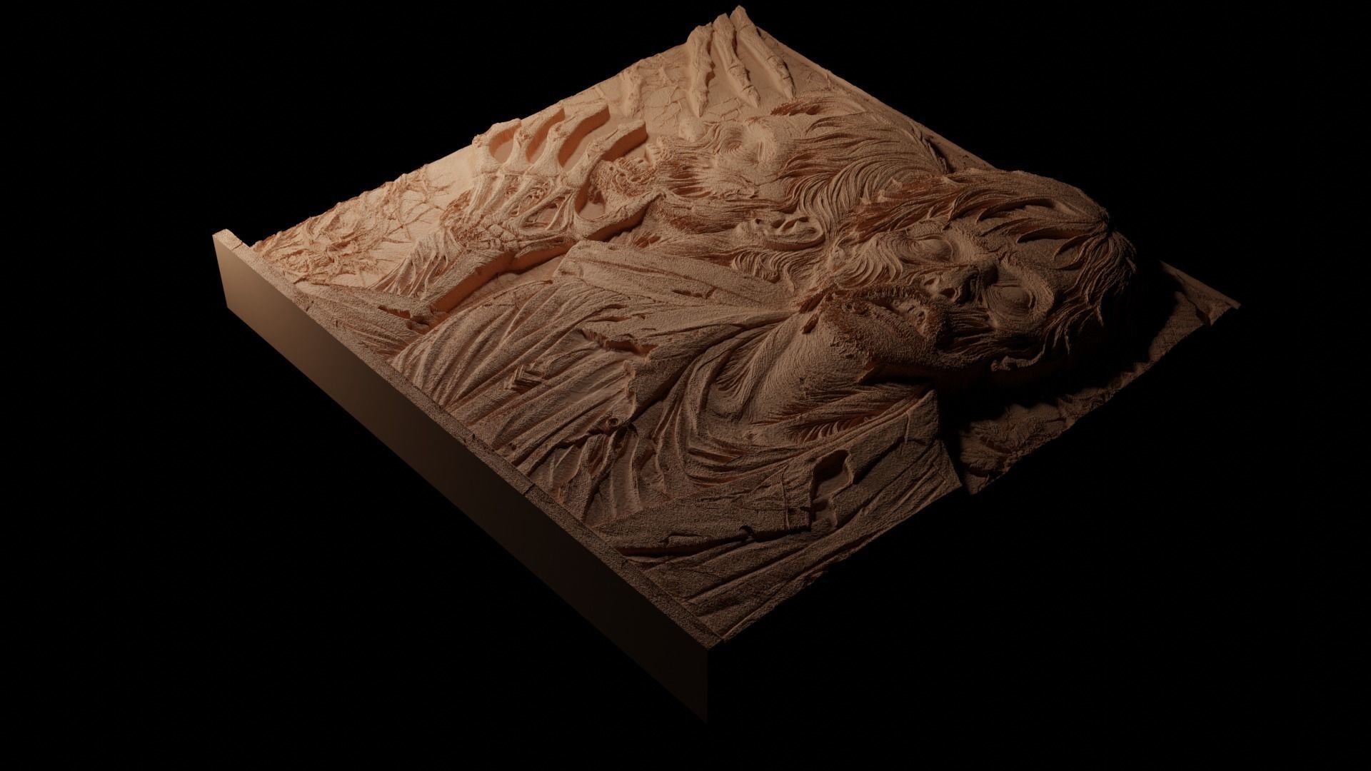 Zombies Sandcasting Bas High Relief CNC 3D print model_1