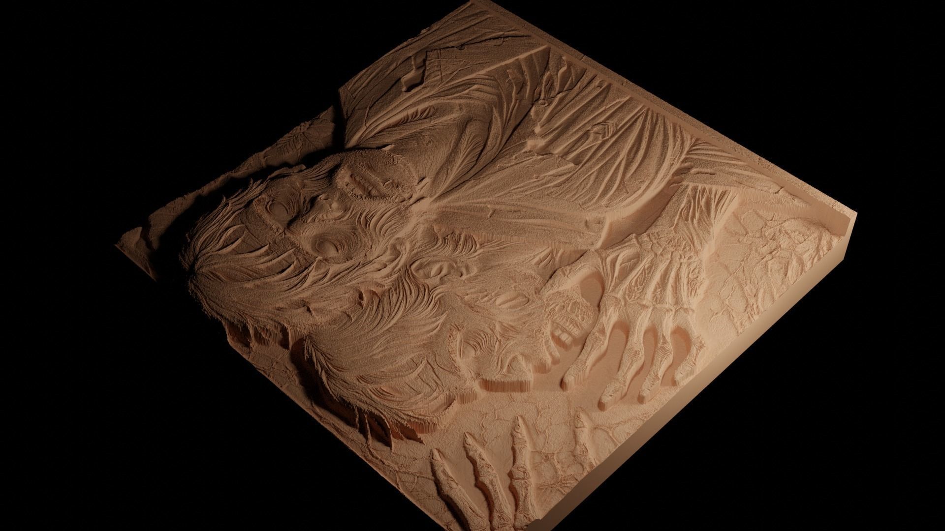 Zombies Sandcasting Bas High Relief CNC 3D print model_4