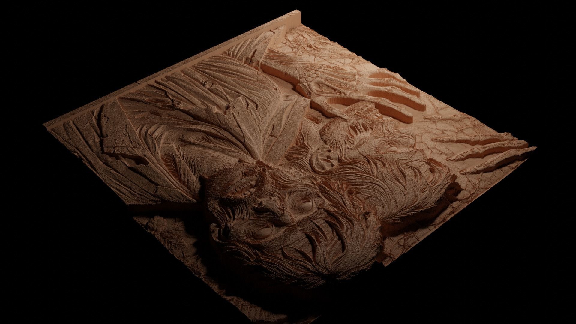 Zombies Sandcasting Bas High Relief CNC 3D print model_3