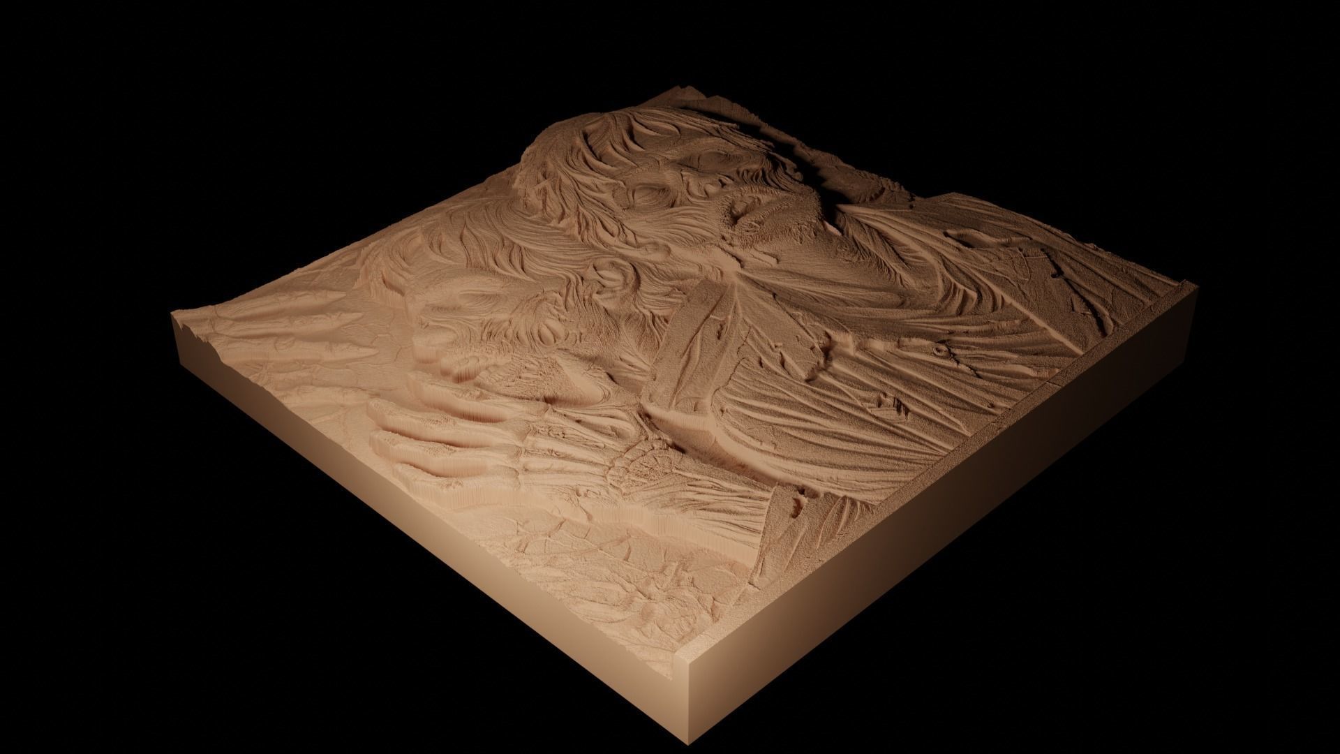 Zombies Sandcasting Bas High Relief CNC 3D print model_2