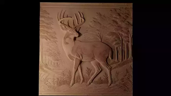 Whitetail Buck Sandcasting Bas High Relief CNC