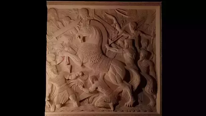 War Horse In Battle Sandcasting Bas High Relief CNC