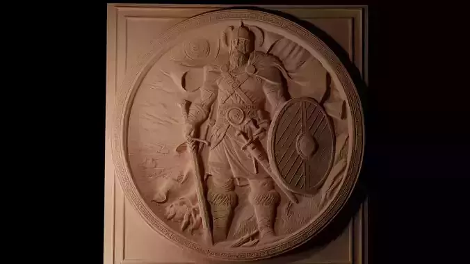Viking Warrior Sandcasting Bas High Relief CNC