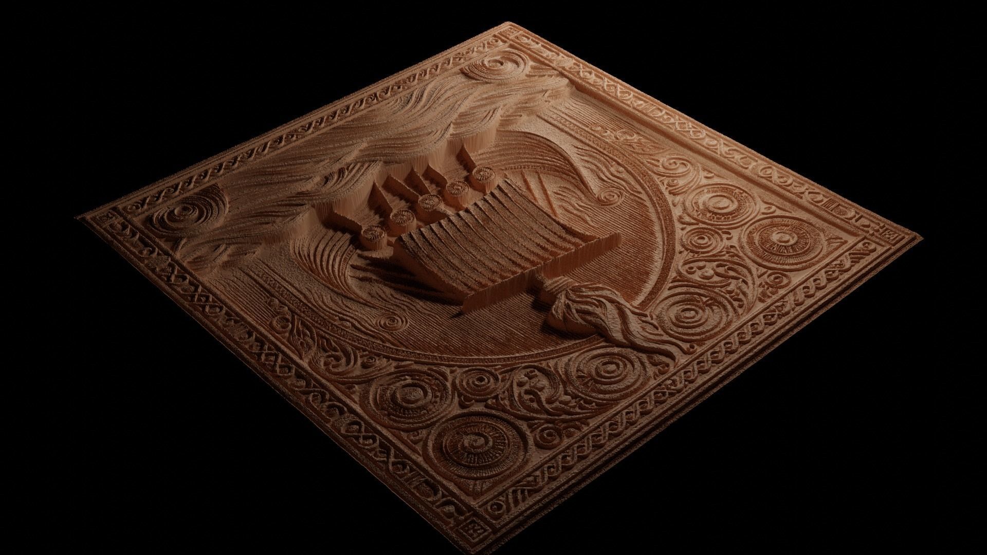 Viking Funeral Sandcasting Bas High Relief CNC 3D print model_3