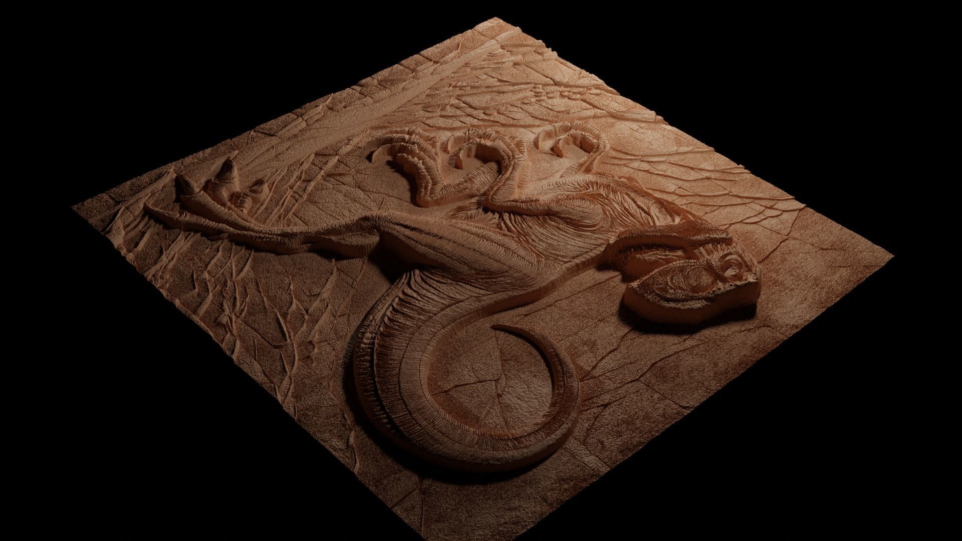 Velociraptor Sandcasting Bas High Relief CNC 3D print model_3