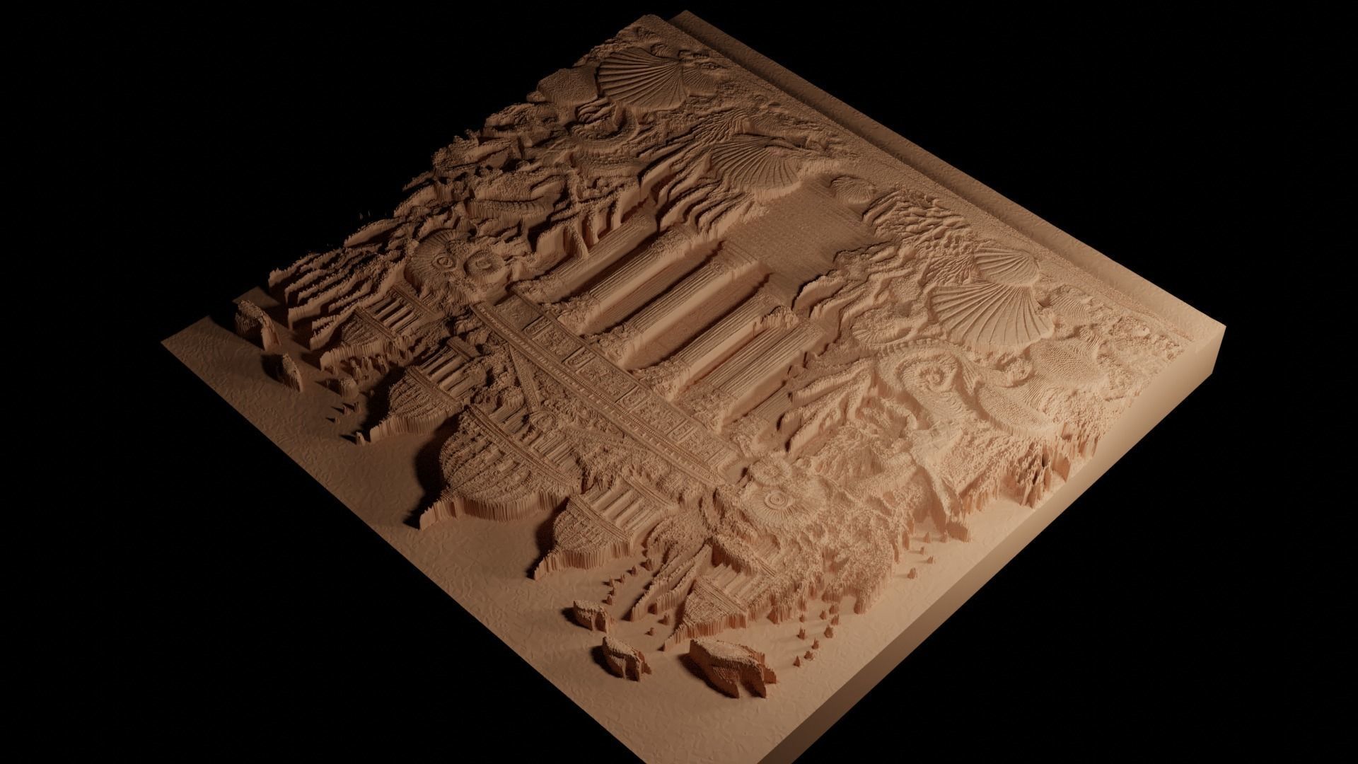 Underwater Palace Sandcasting Bas High Relief CNC 3D print model_4