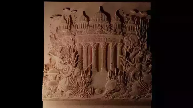Underwater Palace Sandcasting Bas High Relief CNC