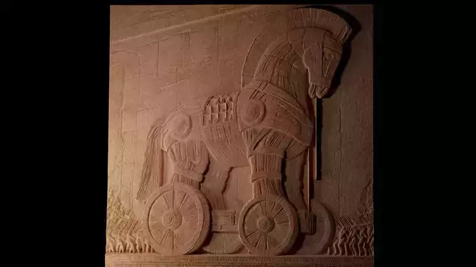 Trojan Horse Sandcasting Bas High Relief CNC 3D print model
