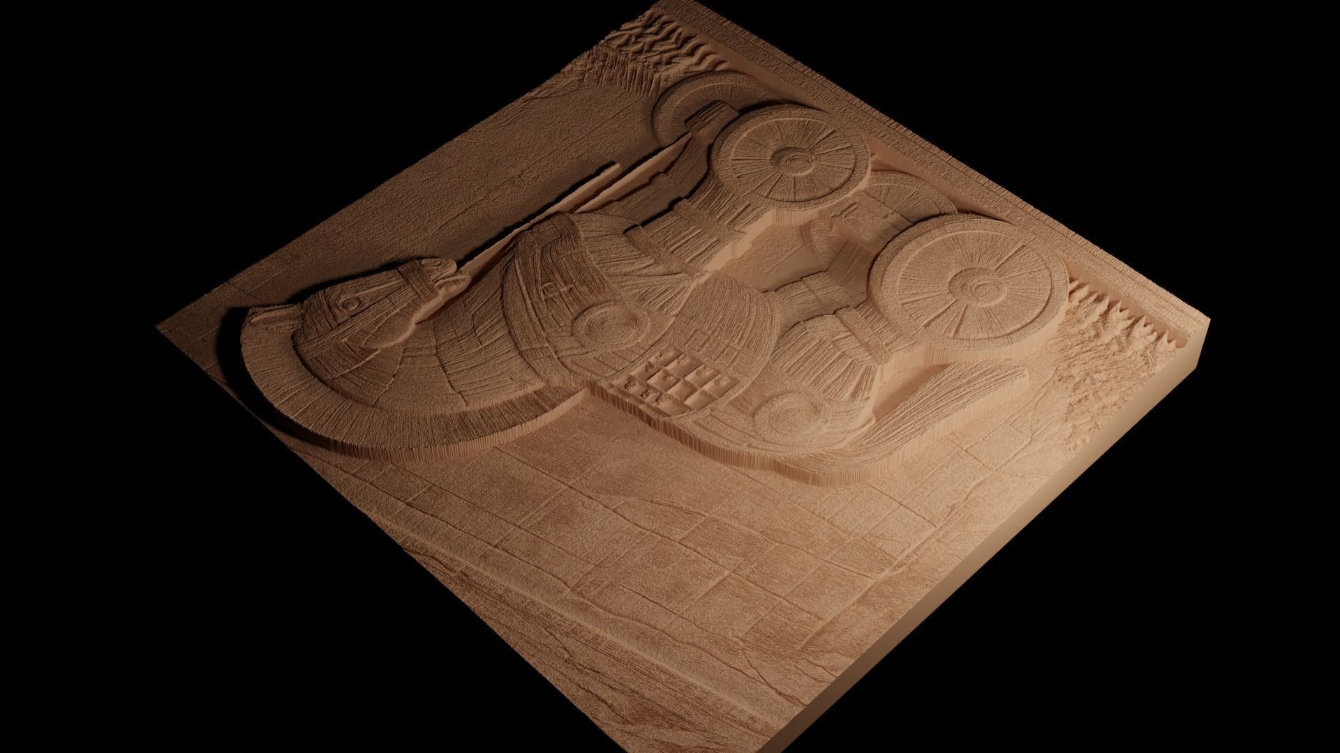 Trojan Horse Sandcasting Bas High Relief CNC 3D print model_4