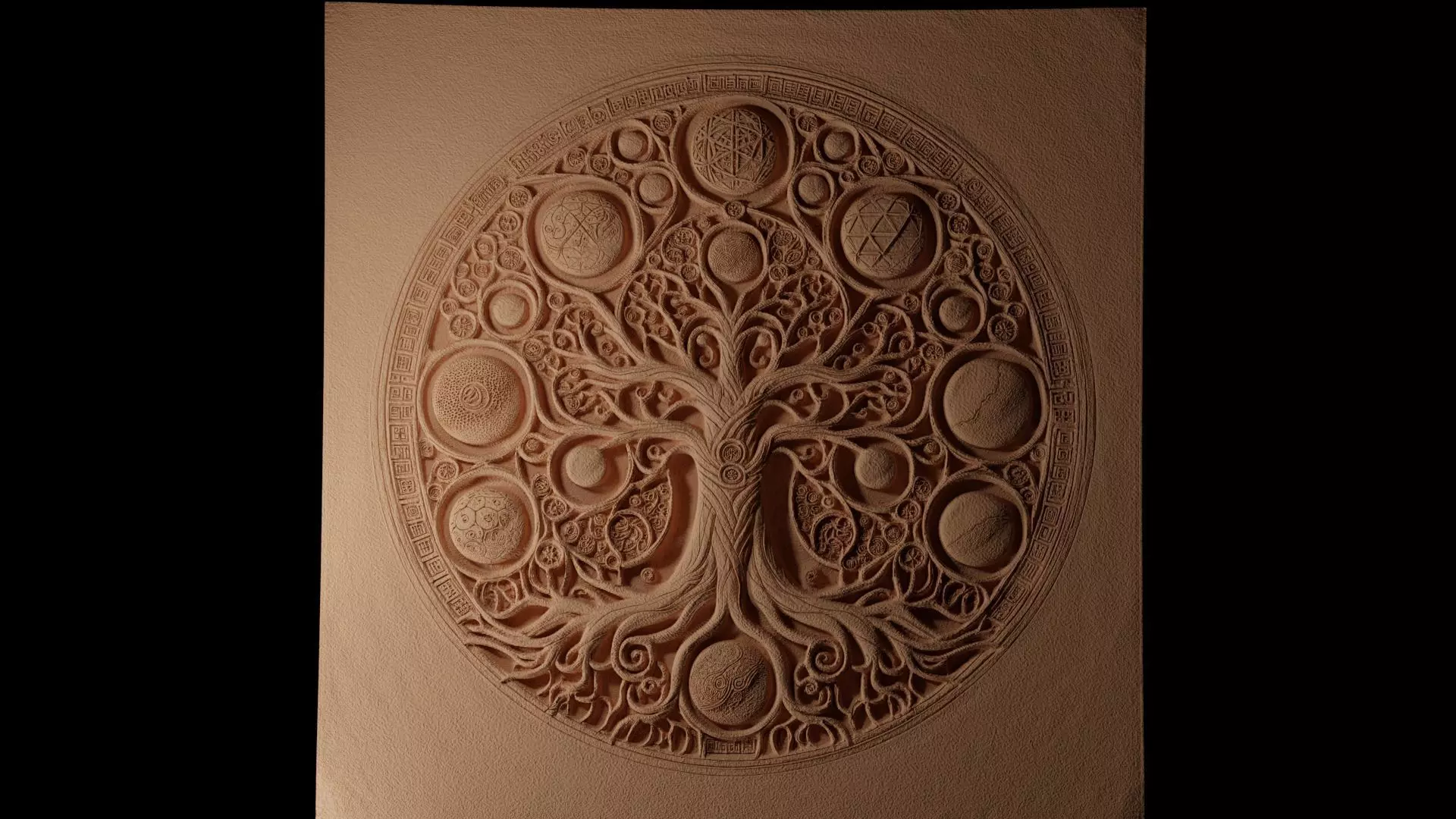 Tree of Life Sandcasting Bas High Relief CNC 3D print model
