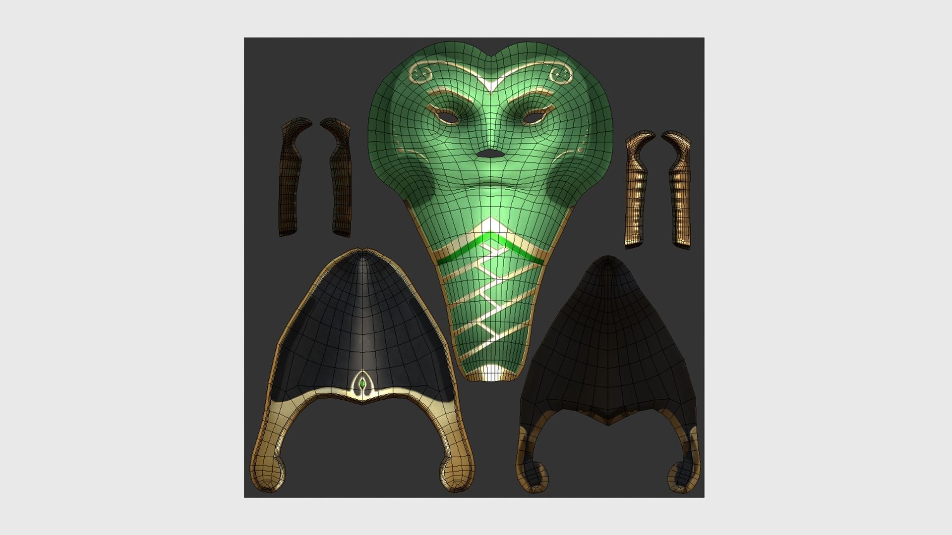 Osiris Mask A10 - Egyptian Gods Character Clothing Low-poly 3D model_5