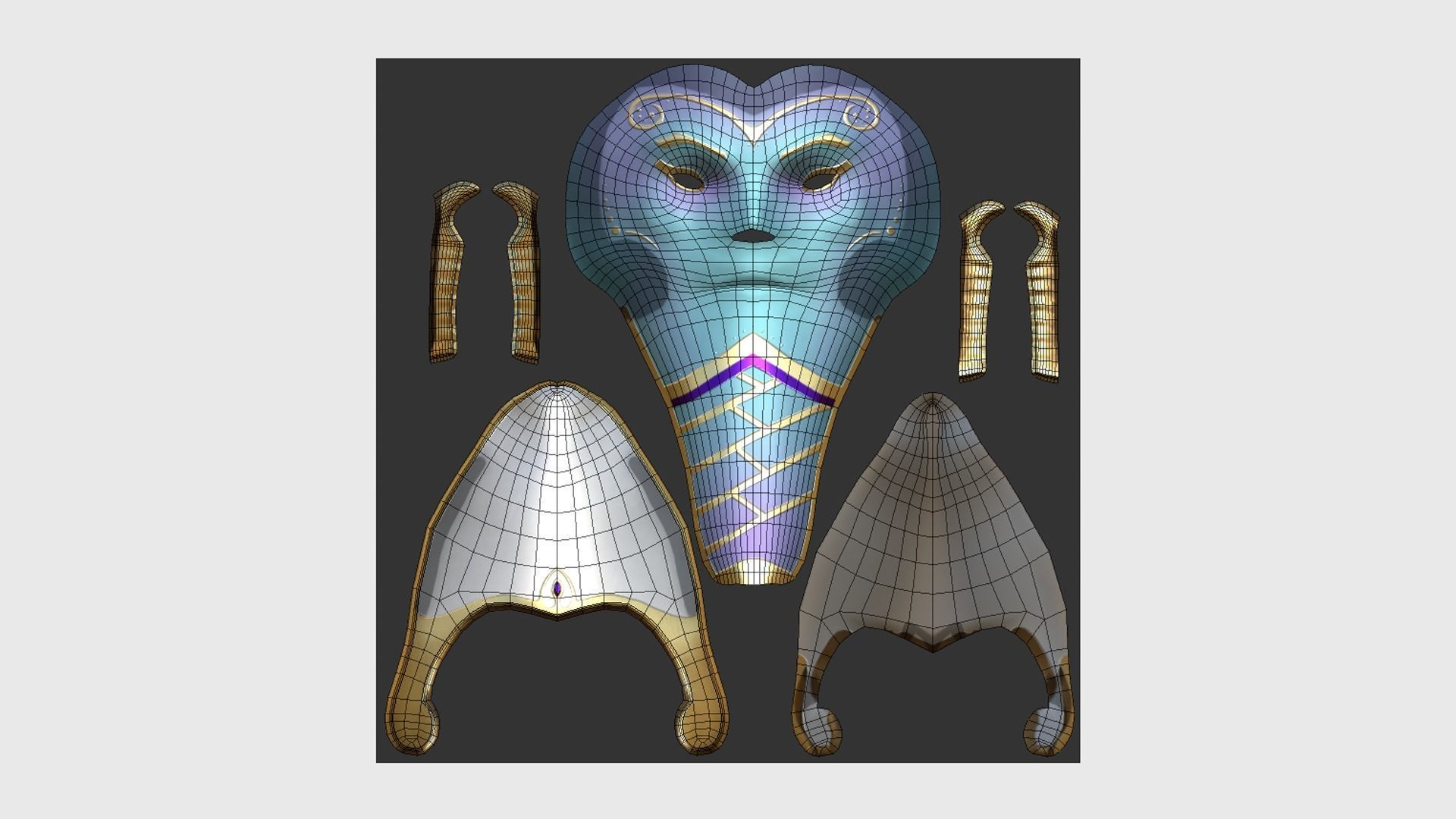 Osiris Mask A09 - Egyptian Gods Character Clothing Low-poly 3D model_5
