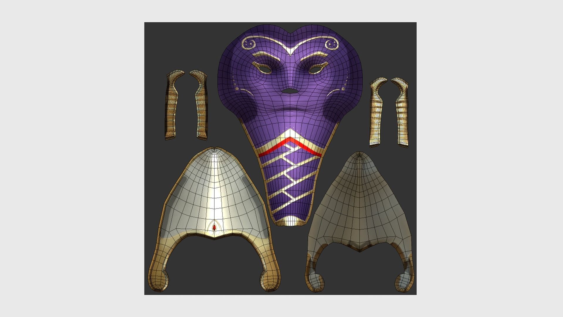 Osiris Mask A08 - Egyptian Gods Character Clothing Low-poly 3D model_5