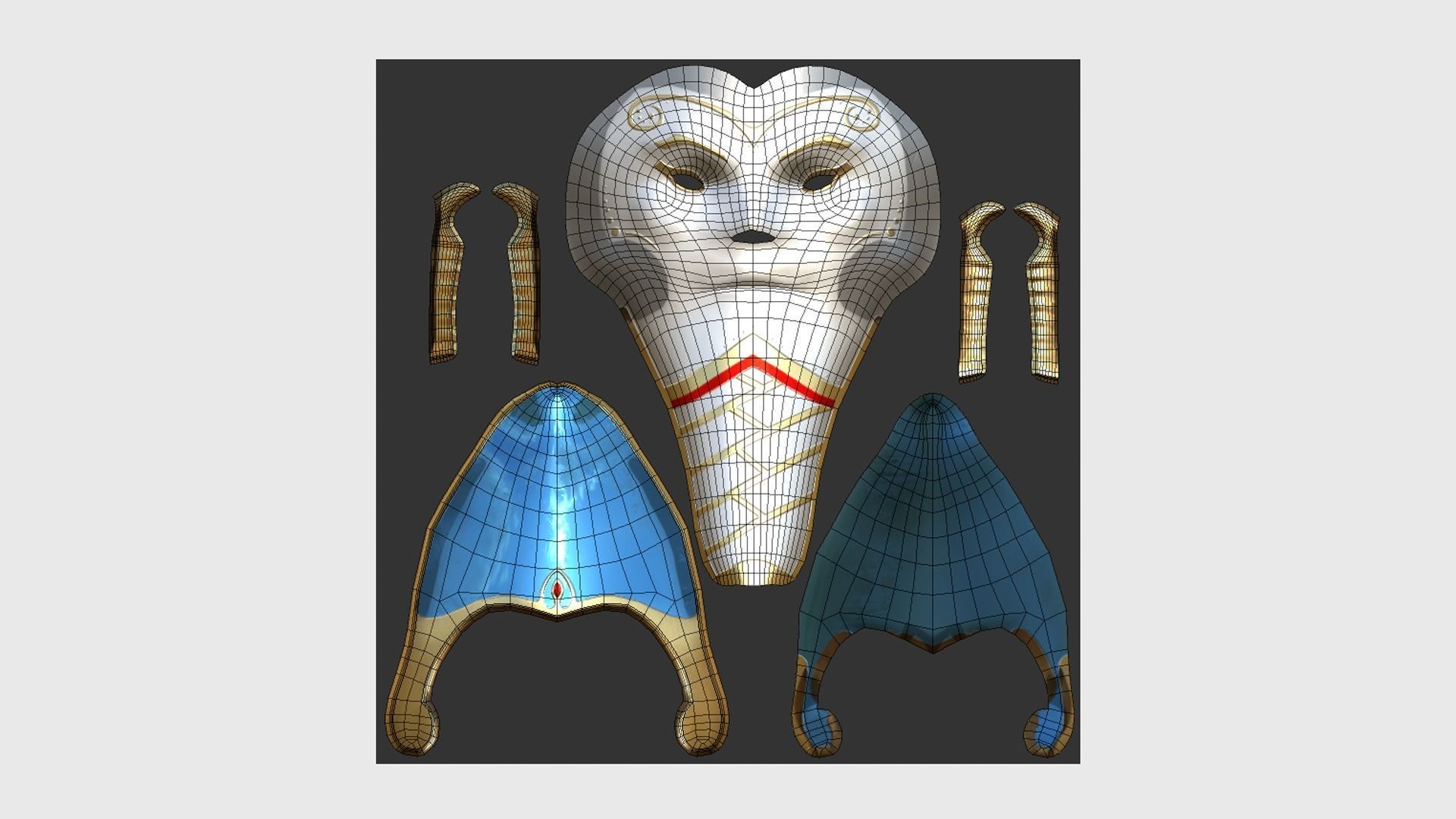 Osiris Mask A07 - Egyptian Gods Character Clothing Low-poly 3D model_5
