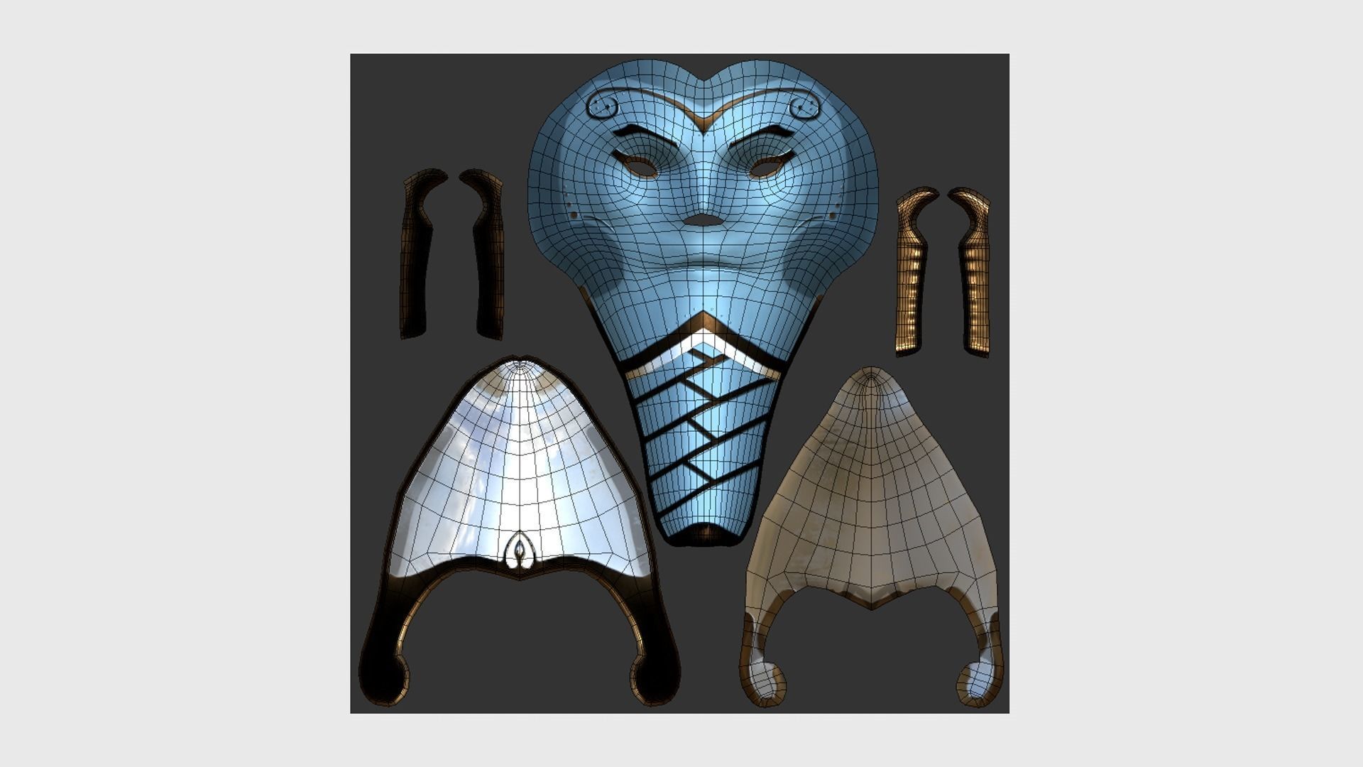 Osiris Mask A06 - Egyptian Gods Character Clothing Low-poly 3D model_5
