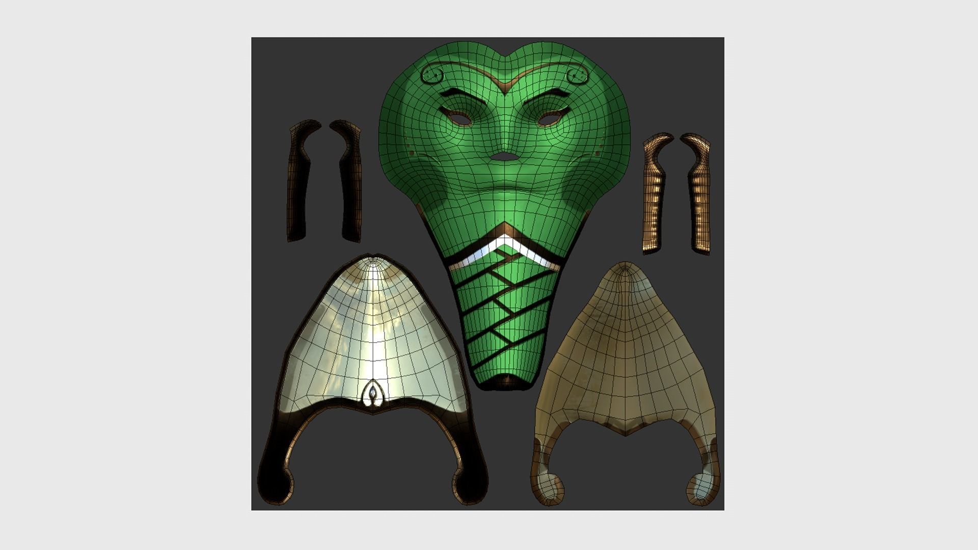 Osiris Mask A05 - Egyptian Gods Character Clothing Low-poly 3D model_5