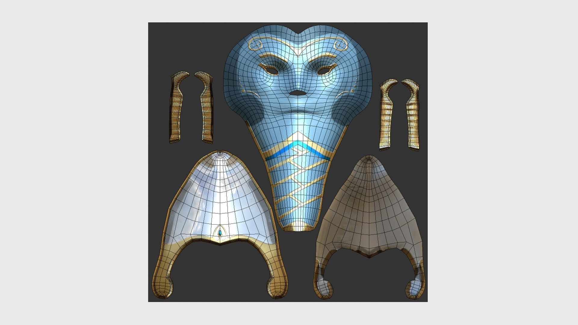 Osiris Mask A04 - Egyptian Gods Character Clothing Low-poly 3D model_5