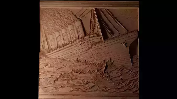 Titanic Sinking Sandcasting Bas High Relief CNC